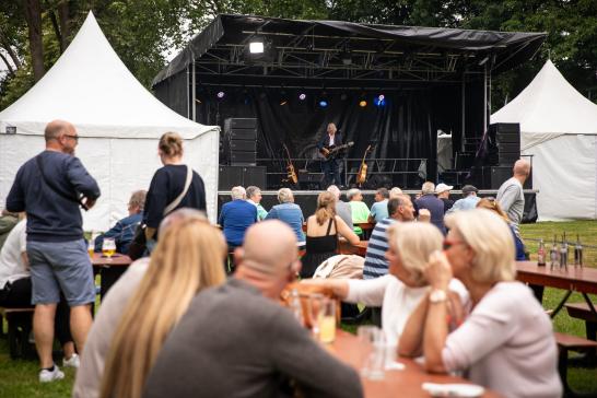 Koppel luistert samen naar muziek op de Stadsparkfeesten