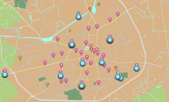 Overzichtsplan struikelstenen in Turnhout