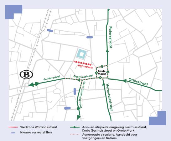 Omleidingskaart Gasthuisstraat en Grote Markt