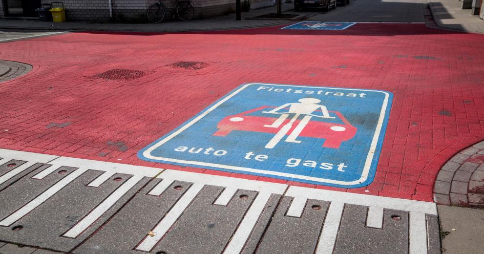 foto wegmarkering fietsstraat