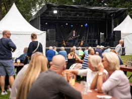 Koppel luistert samen naar muziek op de Stadsparkfeesten