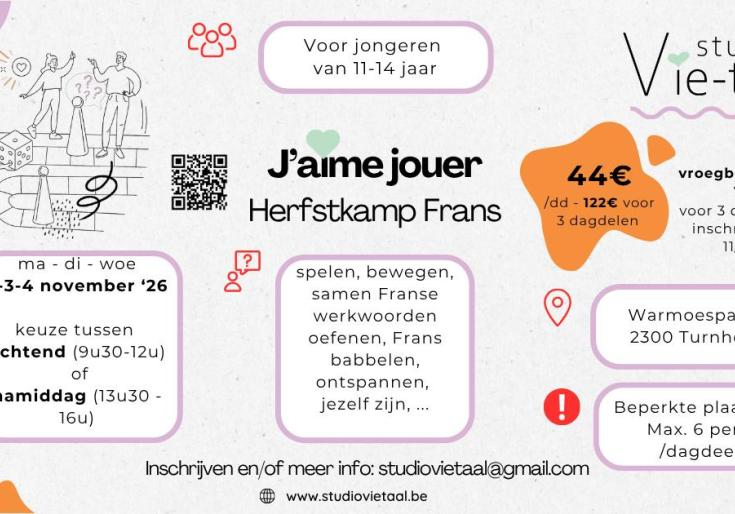 j'aime jouer herfstkamp Frans jongeren 11 tot 14 jaar